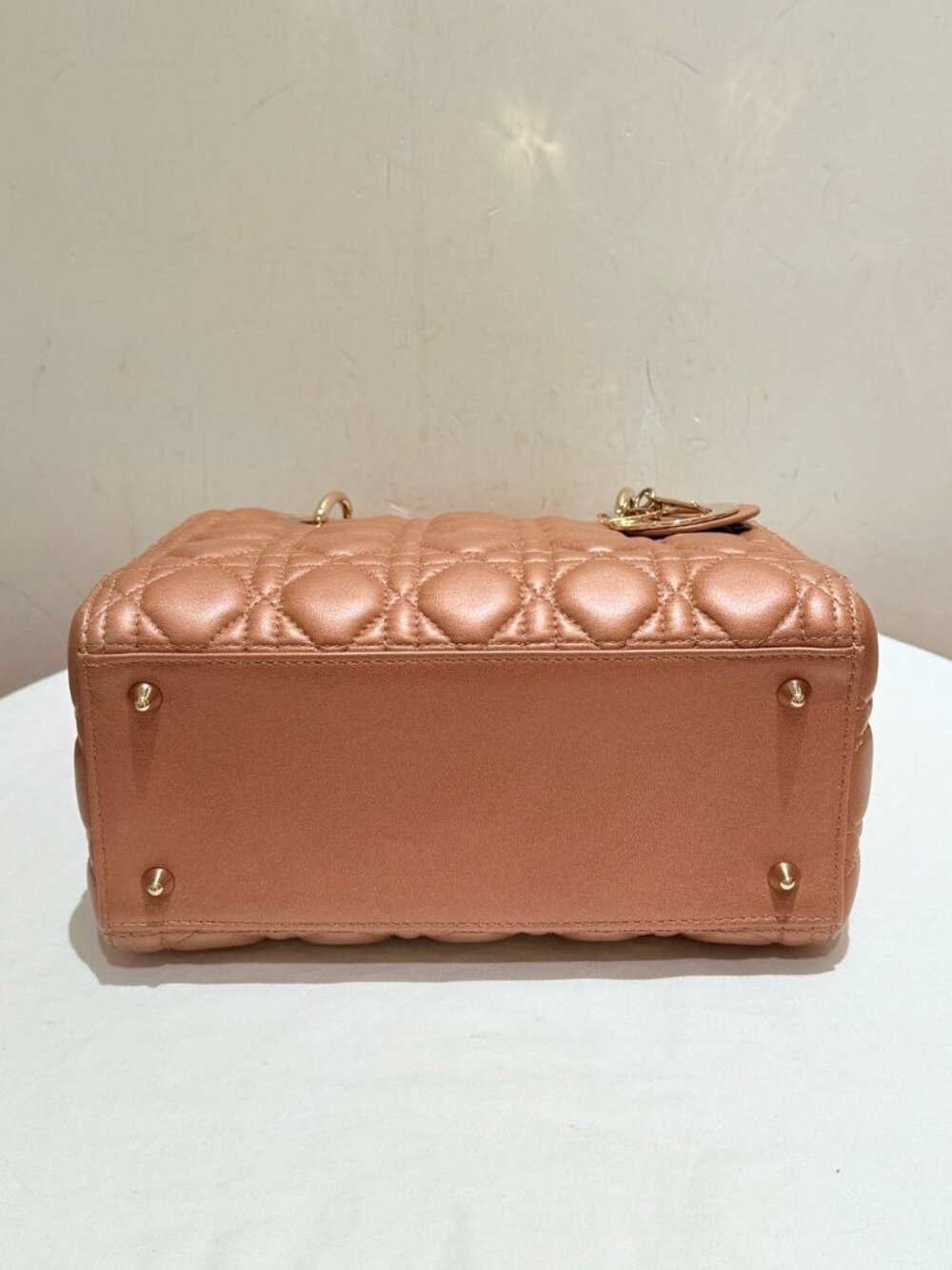 Dior Lady Dior Pearlescent Pink Gold Cannage Handbag - Picture 3 of 9